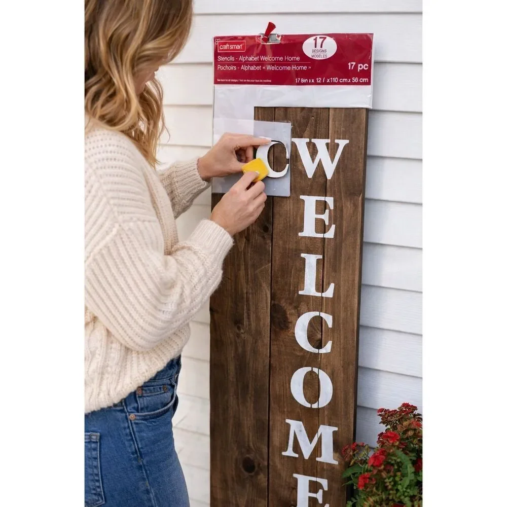 Craft Smart Alphabet Welcome Home Stencil Set 17-Piece 12x12 Inch Letters